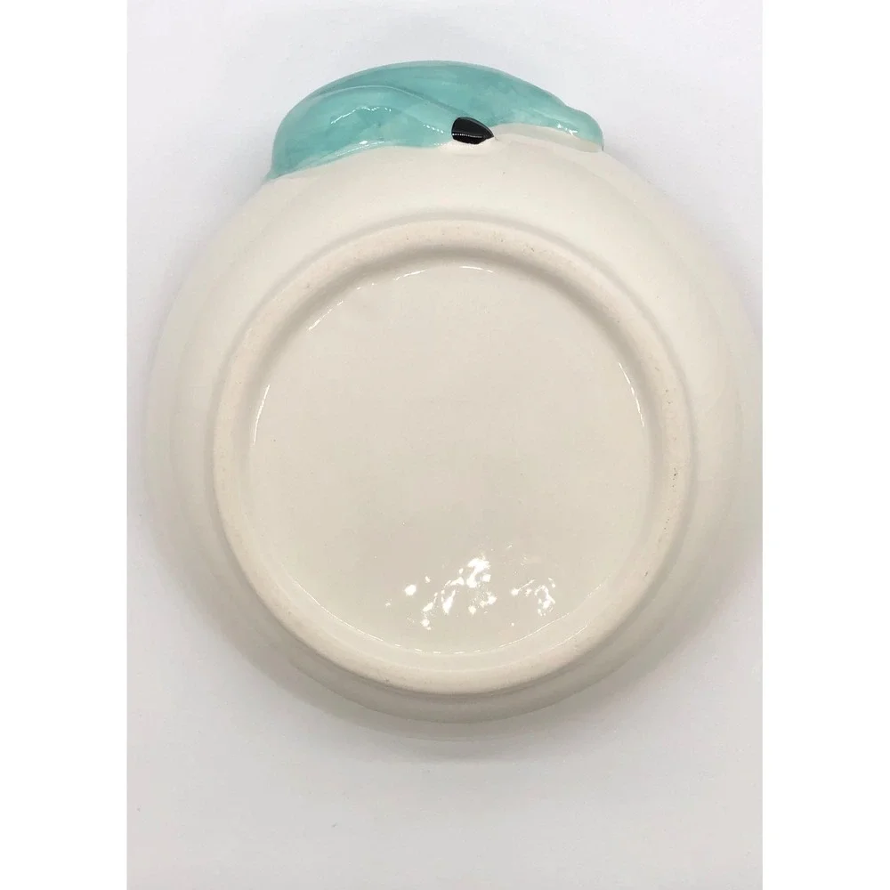 Whimsical Ceramic Sloth Trinket Dish Teal 3D Animal Figurine Catchall Bowl 5.5